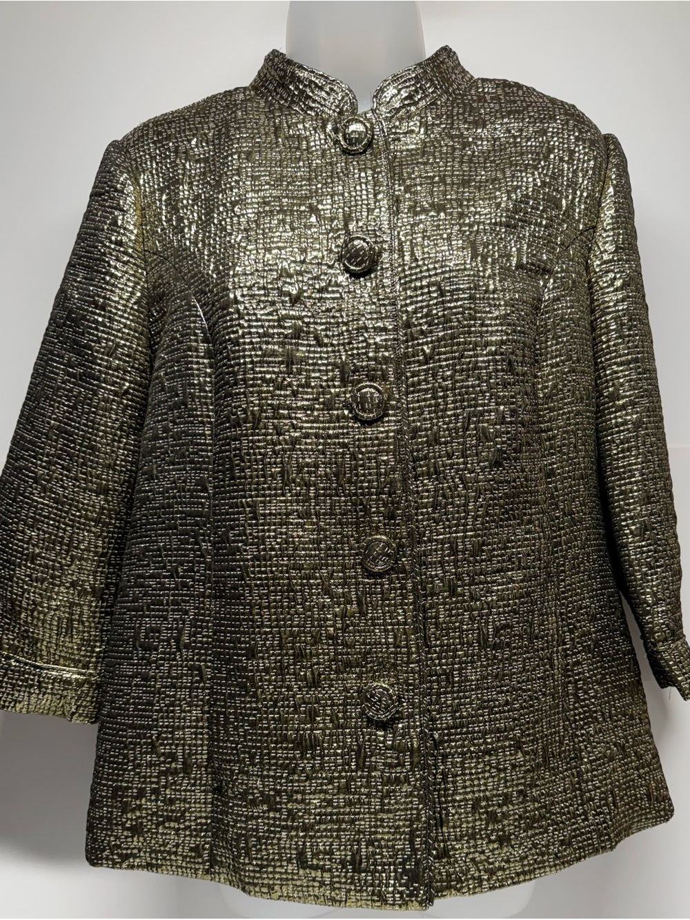 Metallic Gold Textured Blazer Jacket - Picture 3 of 7